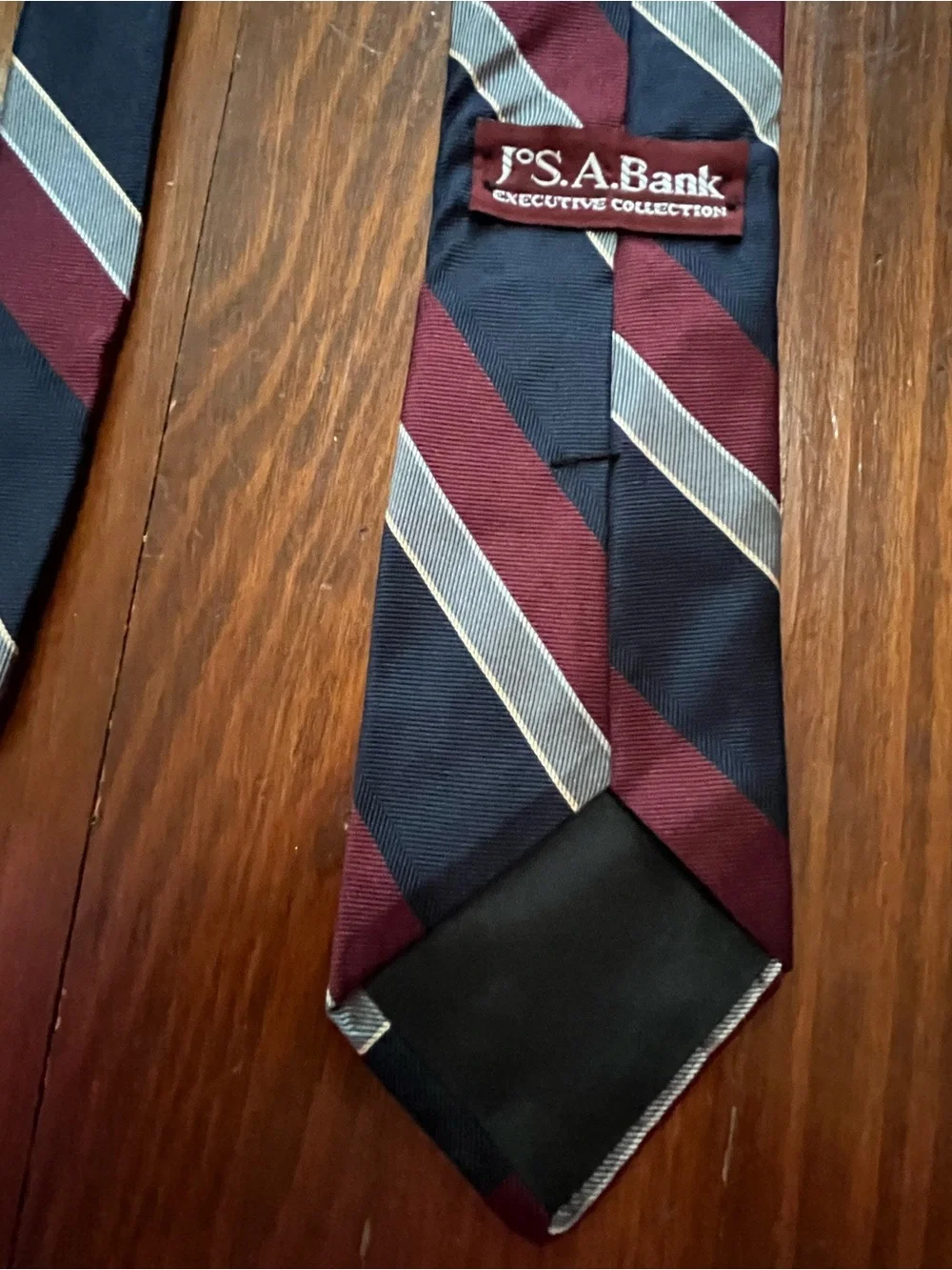 Jos. A. Bank Navy, Burgundy and Silver Diagonal Stripe Tie